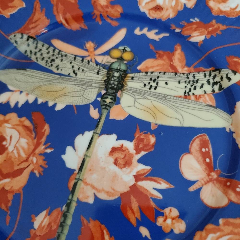 Anthropologie Athalia Dessert Plate - "Dragonfly" - blue/red - Picture 14 of 16